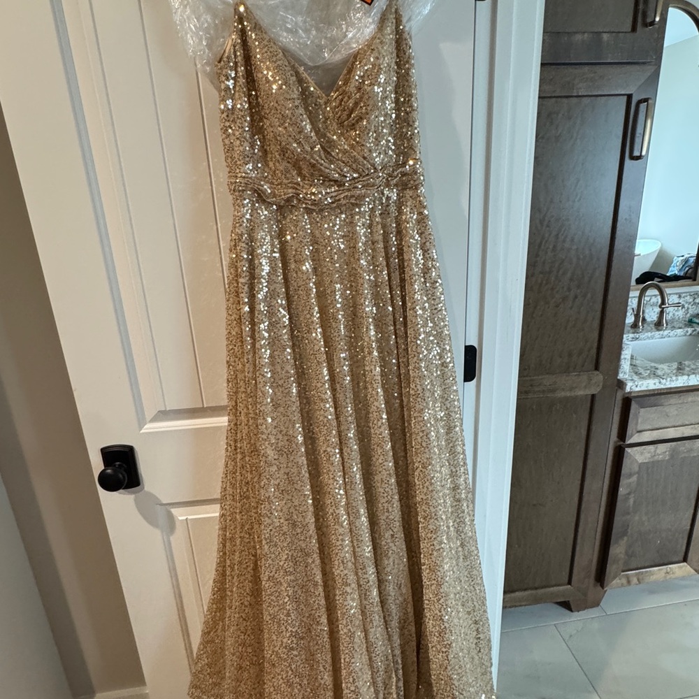 La Femme Gold Sequin Dress 12 NWT